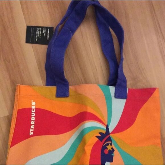NWT! Starbucks Pride 2020 Canvas Tote Bag LIMITED EDITION Rainbow Siren Logo - Picture 2 of 2